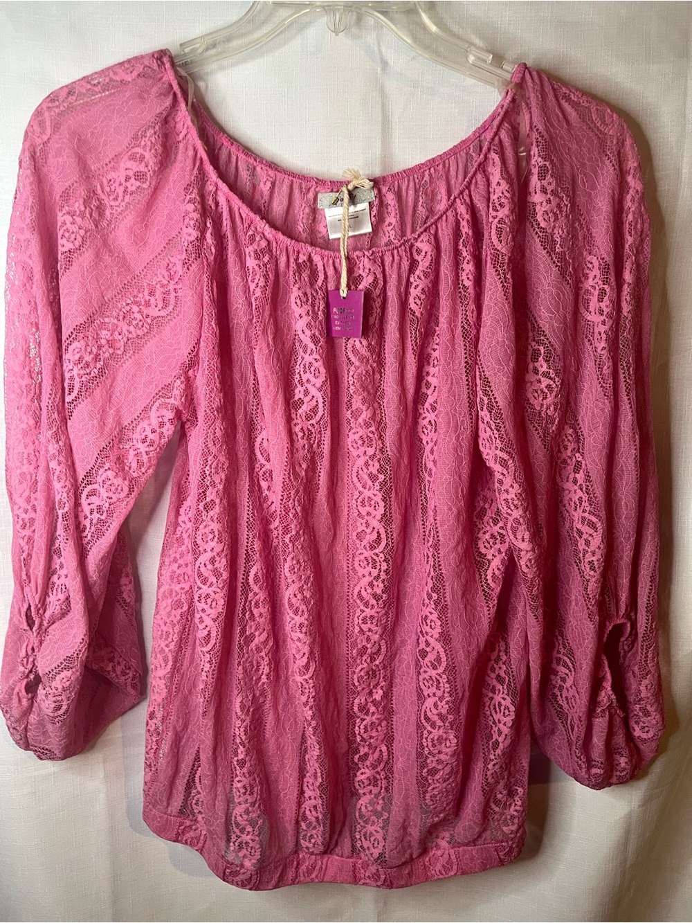 Poof Excellence Pink Lace Boho Blouse